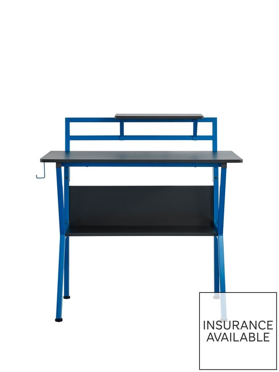 front image of lloyd-pascal-rogue-compact-gaming-desk-blueblack