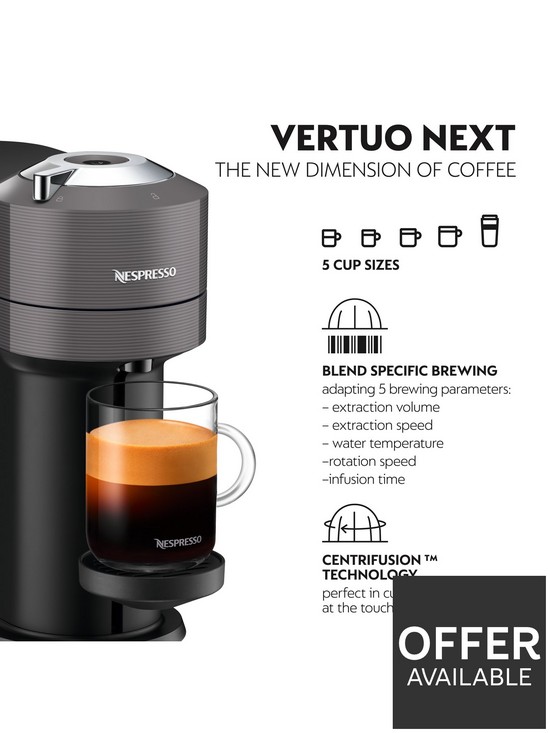 stillFront image of nespresso-vertuo-next-11711-coffee-machine-with-milk-frother-by-magimix--nbspdark-grey
