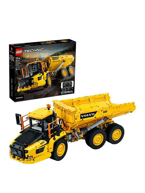 front image of lego-technic-42114-6x6-volvo-articulated-hauler-truck