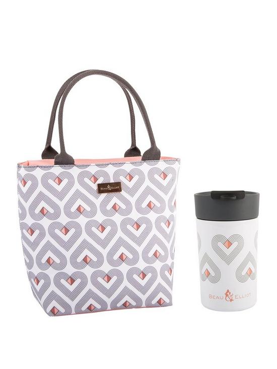 front image of beau-elliot-vibe-insulated-lunch-tote-with-300ml-travel-mug