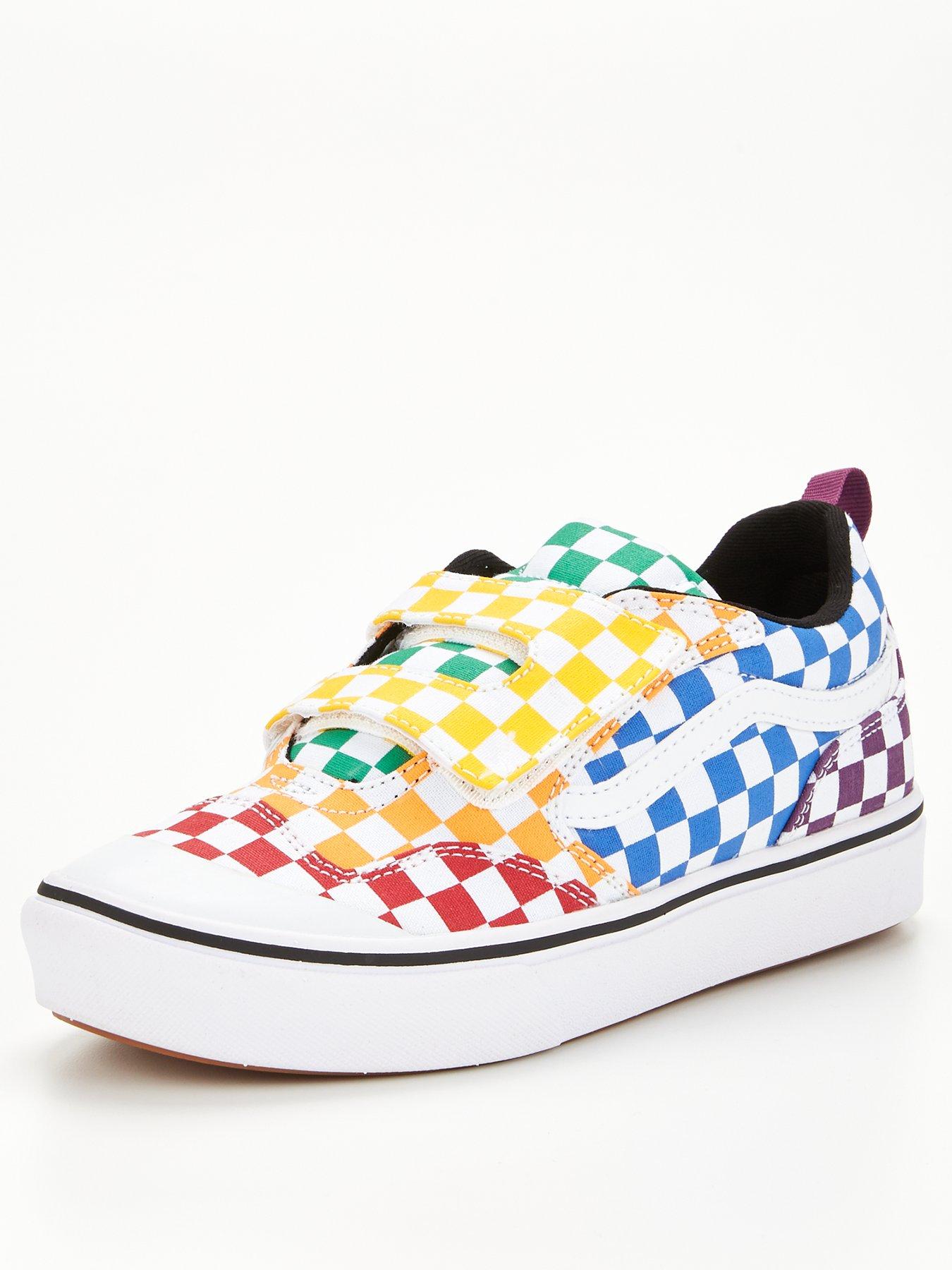 vans multi old skool rainbow checker trainers