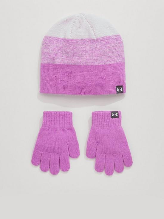 front image of under-armour-girls-beanie-andnbspglove-set-lilac