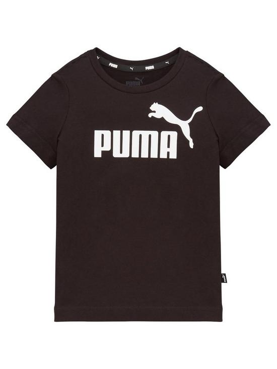 front image of puma-essentials-logo-t-shirt-black
