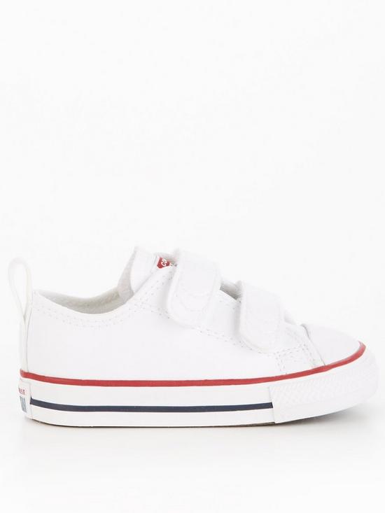 front image of converse-chuck-taylor-all-star-infant-unisex-leather-2v-trainers--white
