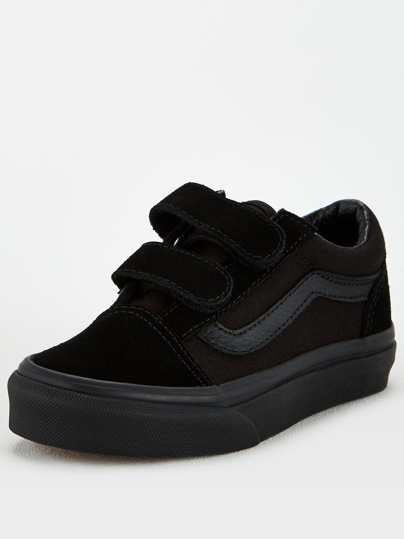 Childrens black leather vans hotsell