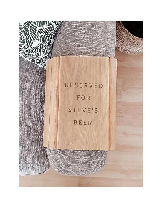 front image of the-personalised-memento-company-personalised-reserved-for-wooden-sofa-tray