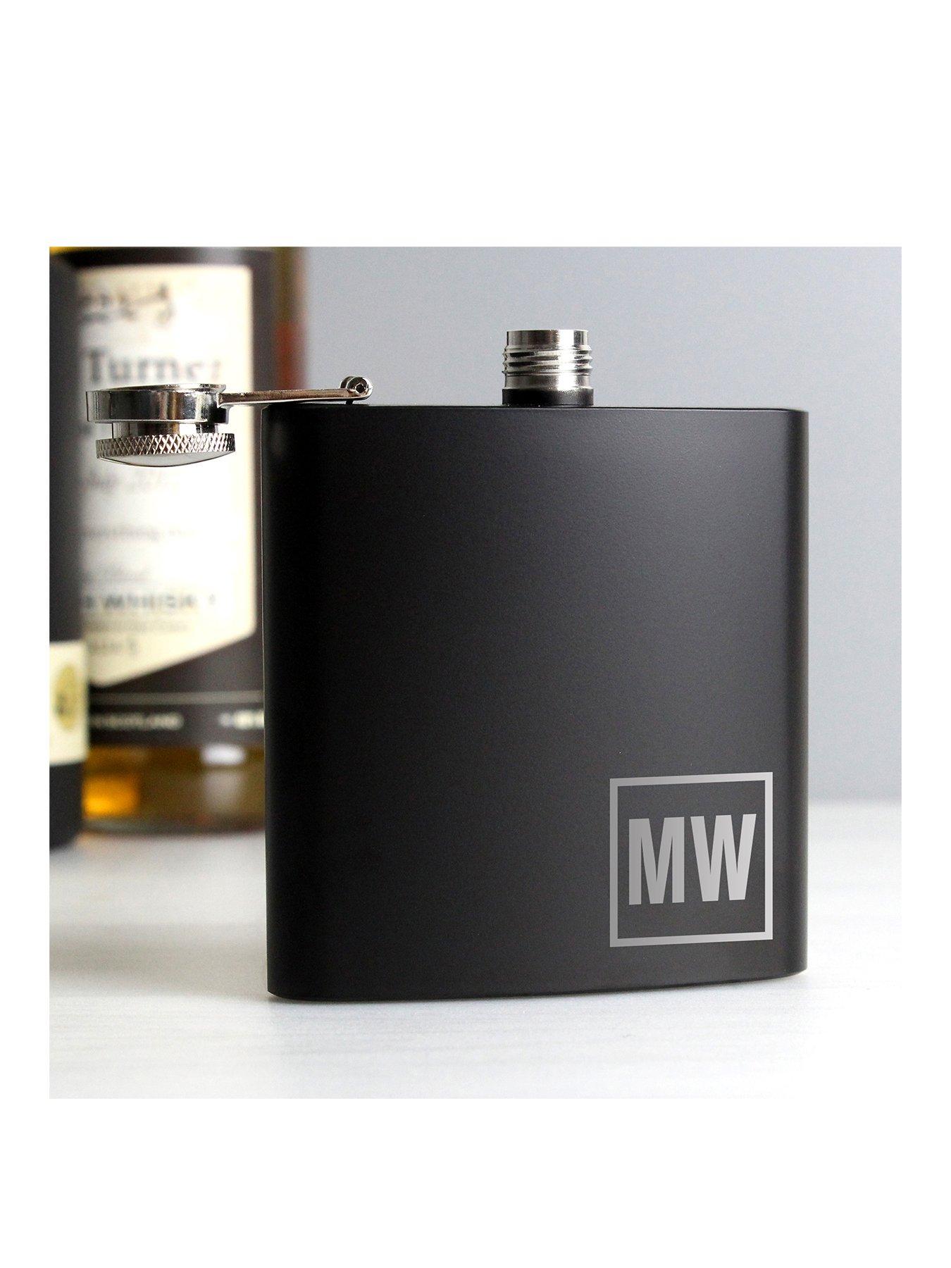 undefined Personalised Black Monogram Hip Flask