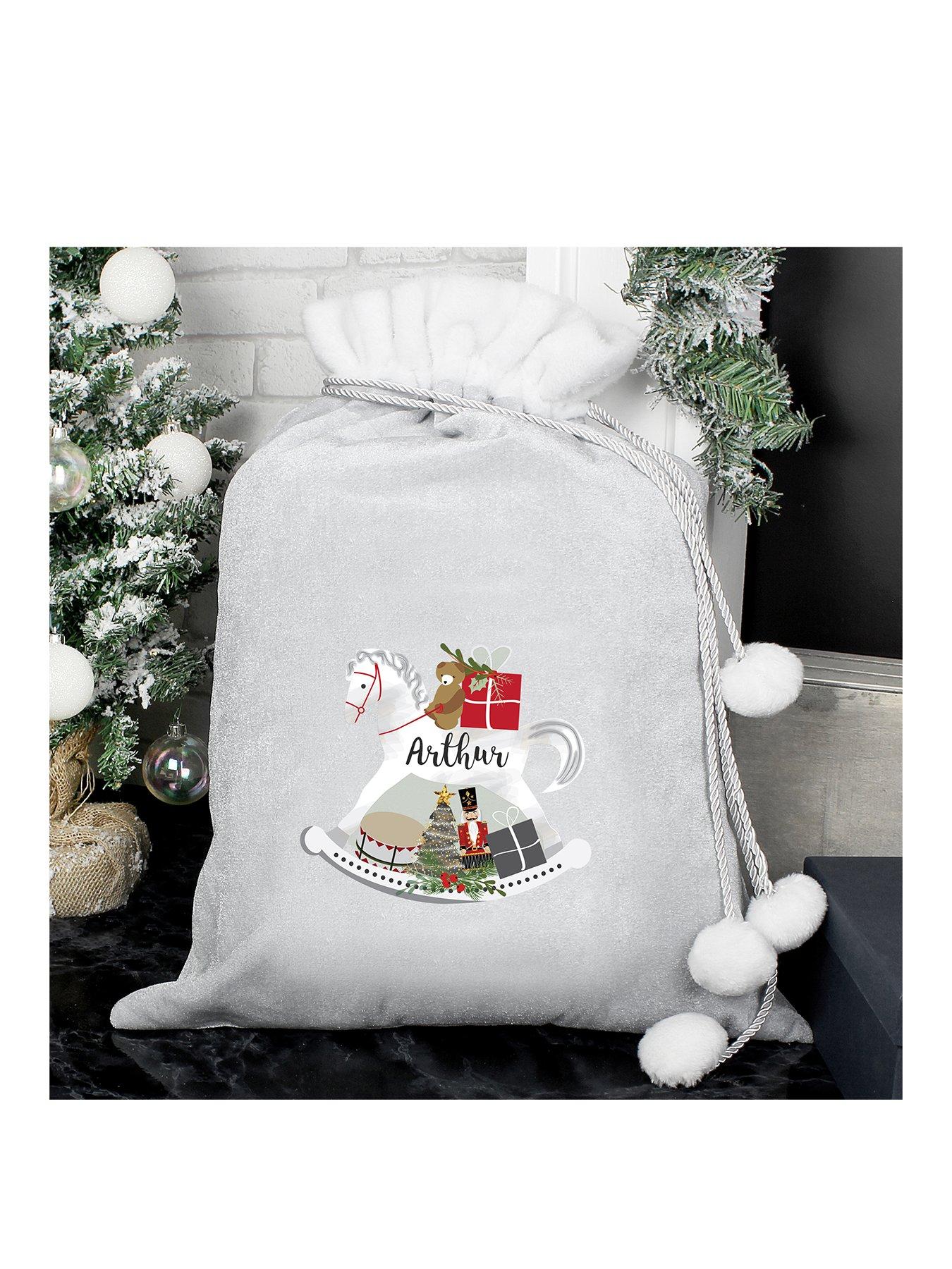 undefined Personalised Grey Rocking Horse Christmas Sack