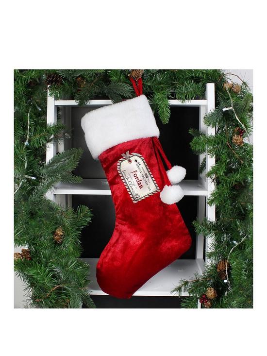 front image of personalised-special-delivery-tag-christmas-stocking