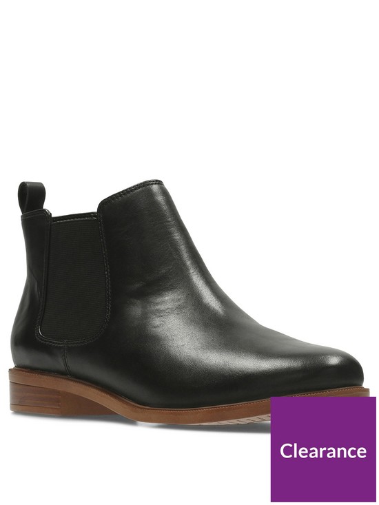 front image of clarks-taylor-shine-leather-chelsea-ankle-boot-black
