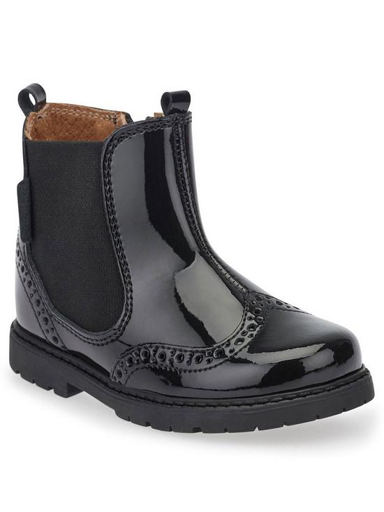 front image of start-rite-girlsnbspchelseanbsppatent-leathernbsppull-on-zip-up-boots-black