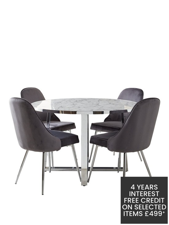 stillFront image of very-home-ivy-marble-effect-120-cmnbspcircle-dining-table-4-chairs