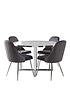  image of ivy-marble-effect-circle-dining-table-with-4-chairs