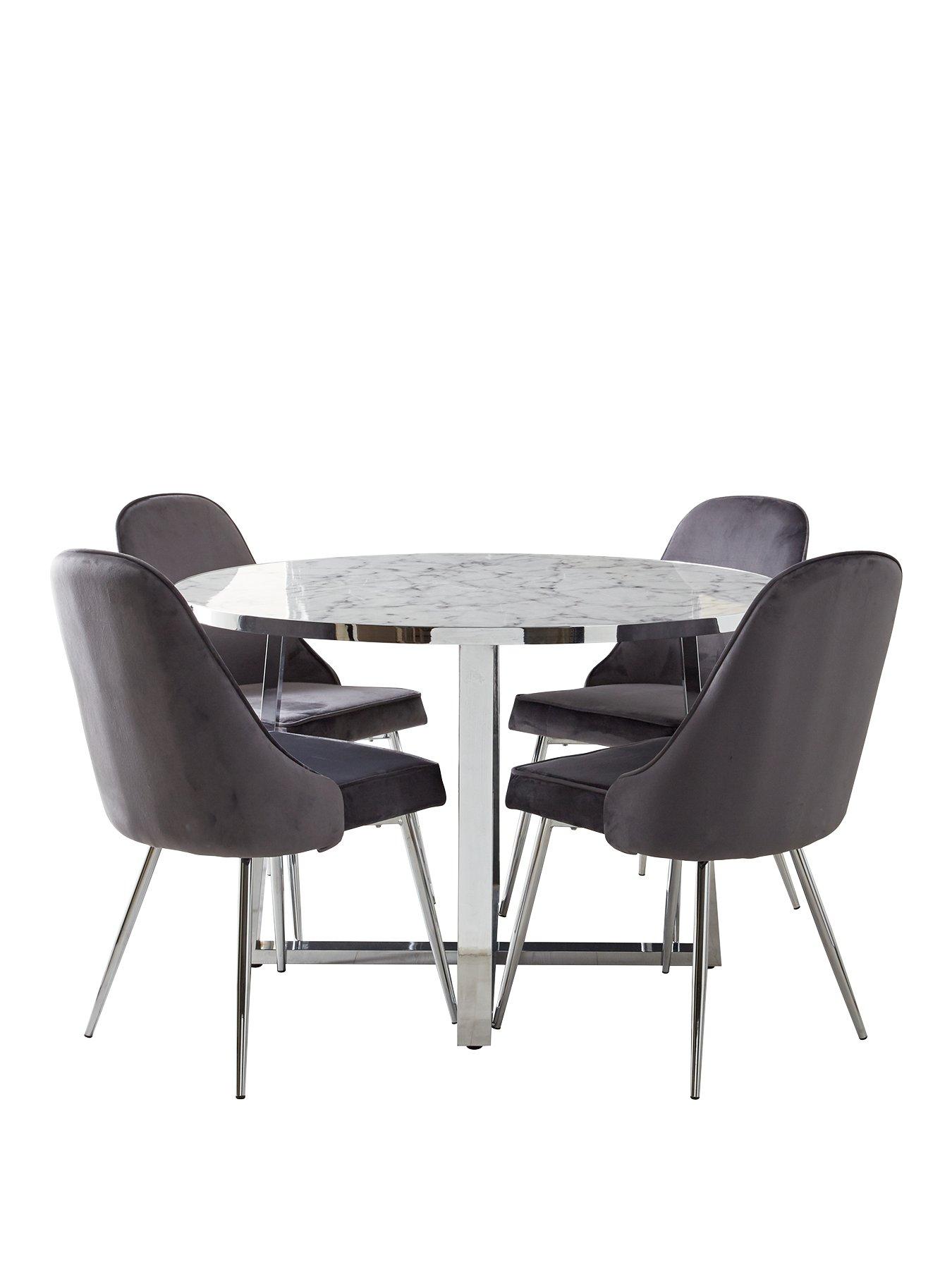 Very Home Ivy Marble Effect 120 cm Circle Dining Table 4 Chairs