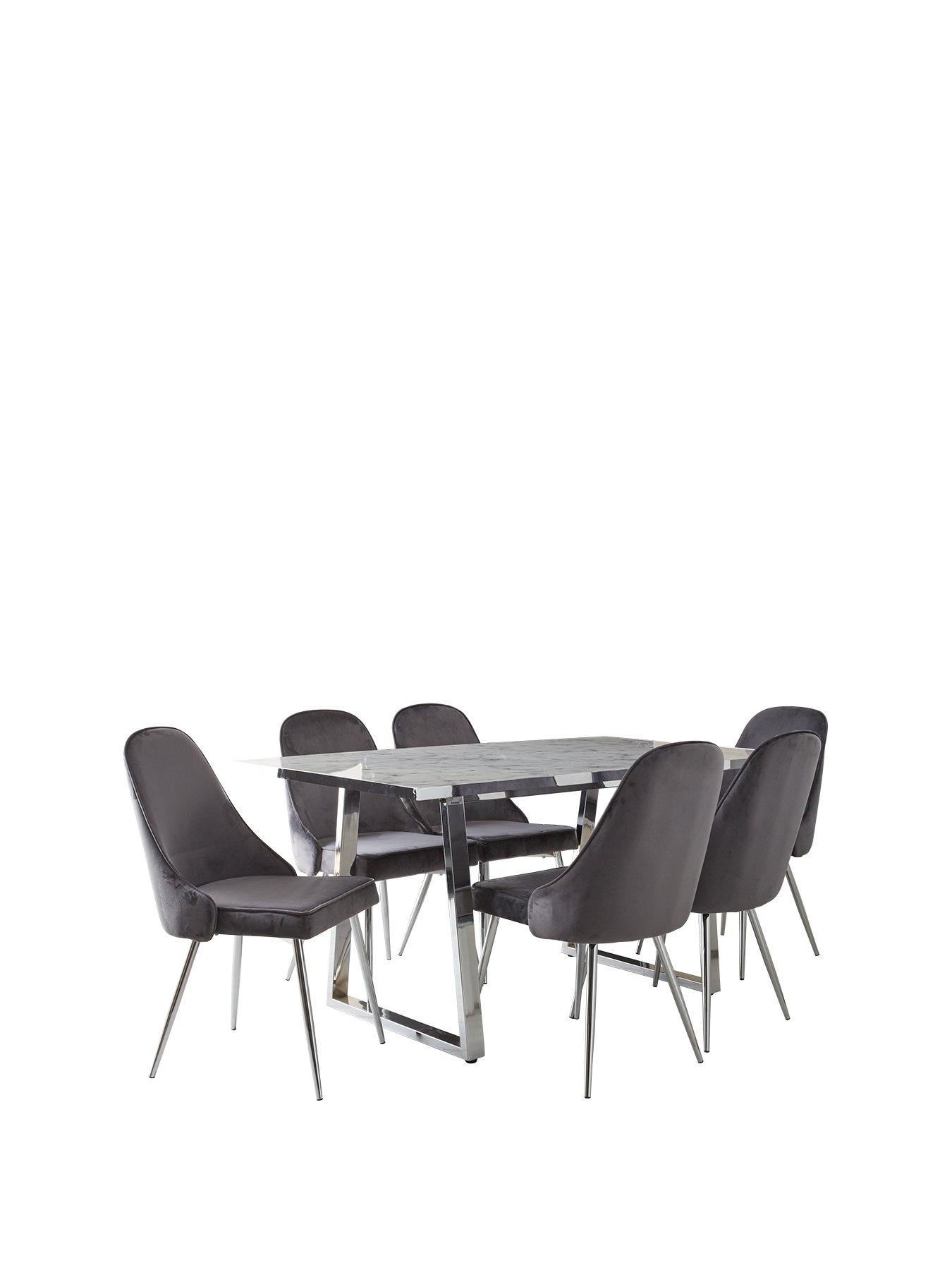 ivy marble effect circle dining table with 4 chairs