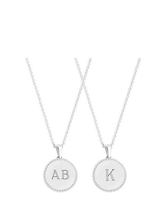 front image of simply-silver-sterling-silver-925-personalised-engravable-beaded-edge-pendant