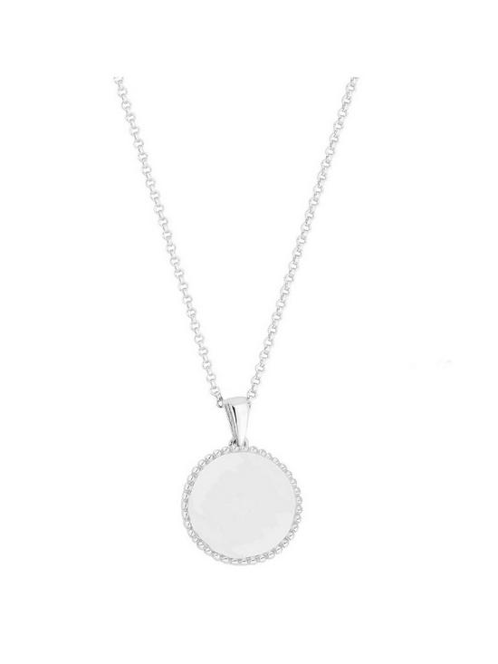 stillFront image of simply-silver-sterling-silver-925-personalised-engravable-beaded-edge-pendant