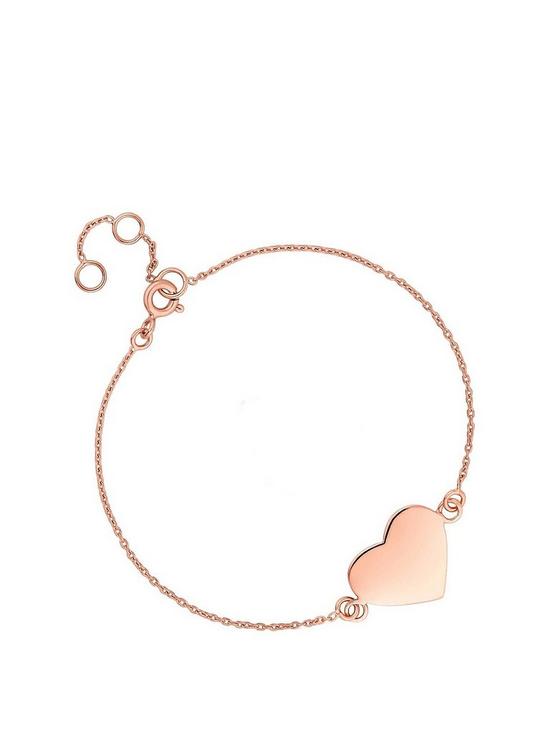 front image of simply-silver-rose-gold-plated-sterling-silver-personalised-engravable-heart-disc-bracelet