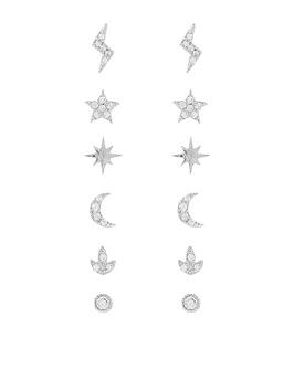 Accessorize   12X Star Stud Set - Silver