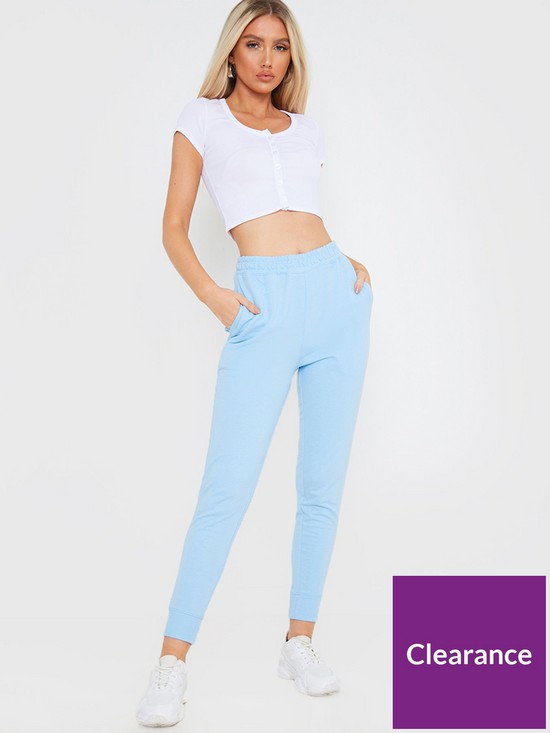 front image of in-the-style-x-francesca-farago-joggers-blue