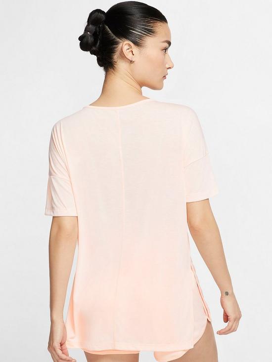 stillFront image of nike-yoga-dry-layer-short-sleeve-top-coral