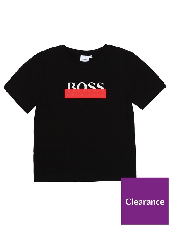 front image of boss-boys-short-sleeve-block-logo-t-shirt