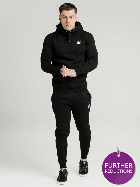 front image of sik-silk-muscle-fit-overhead-hoodie-black