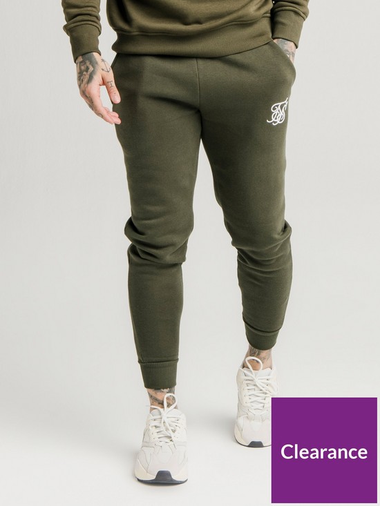 front image of sik-silk-muscle-fit-jogger-khaki