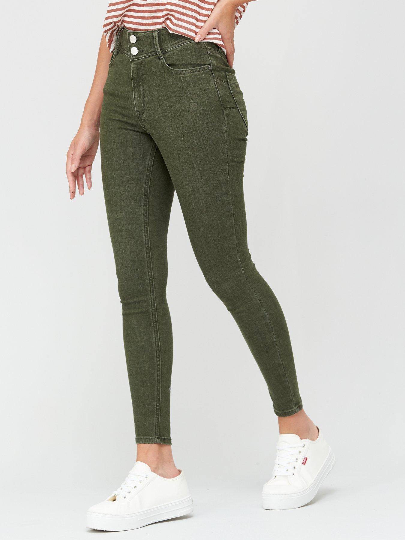 green khaki jeans womens