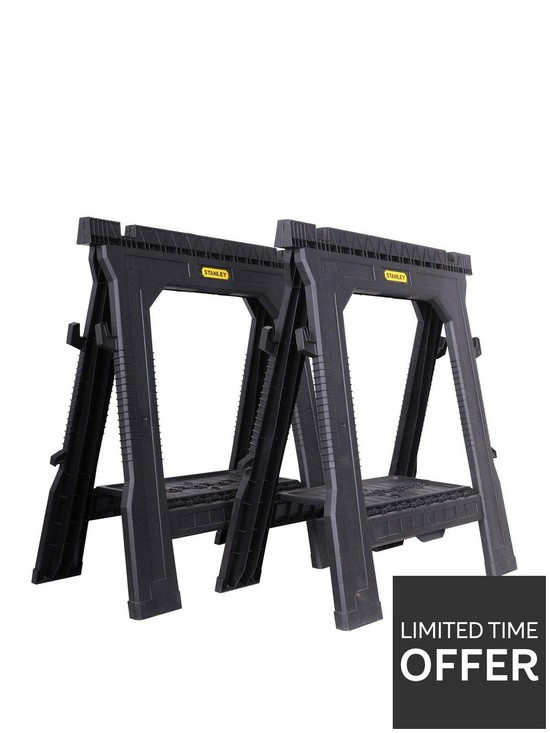 front image of stanley-folding-sawhorse-twin-pack-stst1-70713
