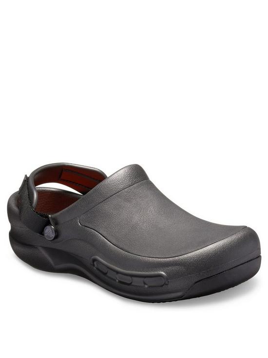front image of crocs-bistro-pro-literi-clog-flat-shoe-black
