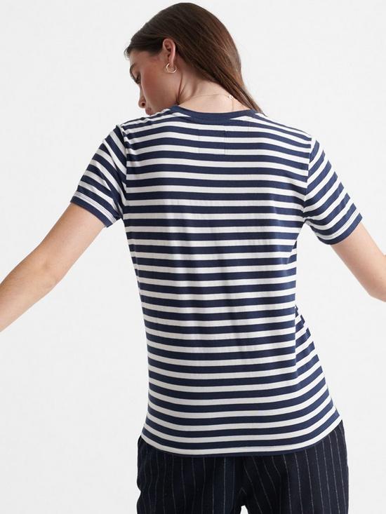 stillFront image of superdry-vintage-logo-satin-stripe-t-shirt-navy