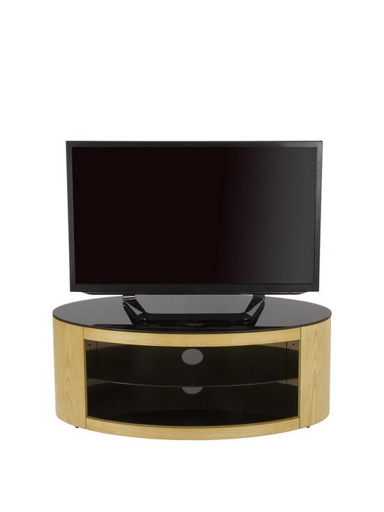 front image of avf-buckingham-oval-affinity-1100nbsptv-stand-oakblack-fits-up-to-55-inch-tv