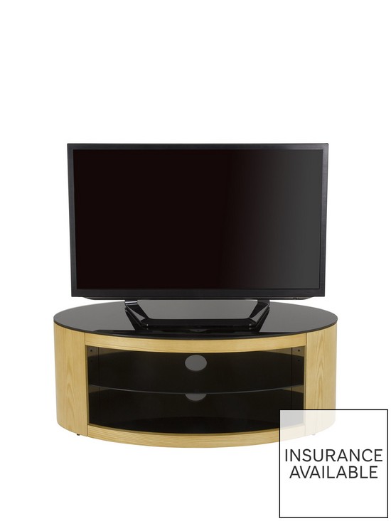 front image of avf-buckingham-oval-affinity-1100nbsptv-stand-oakblack-fits-up-to-55-inch-tv