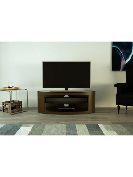 stillFront image of avf-buckingham-oval-affinity-1100nbsptv-stand-walnutblack-fitsnbspup-to-55-inch-tv