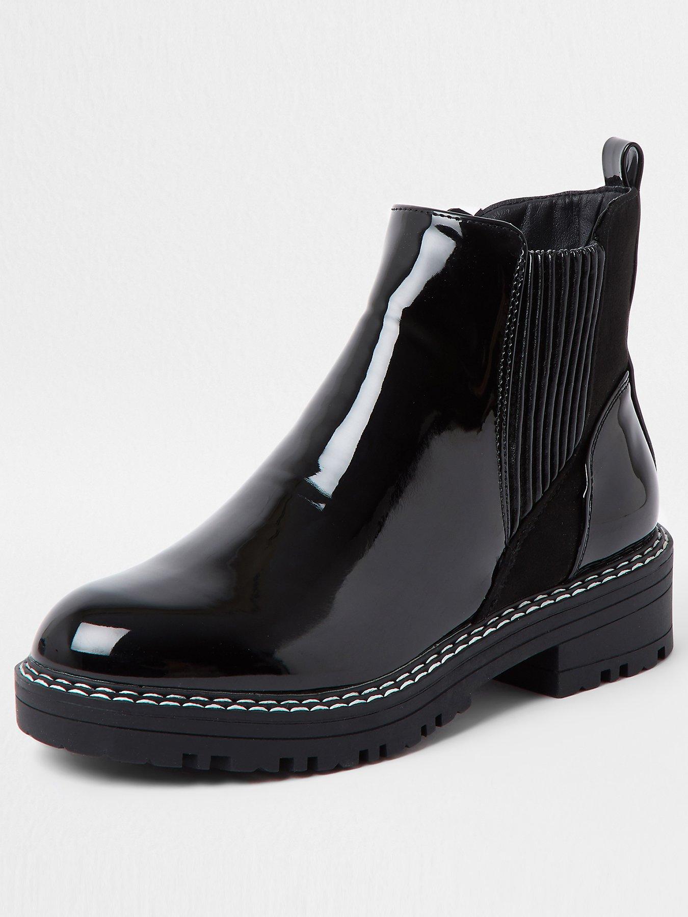 river island chunky chelsea boot in black