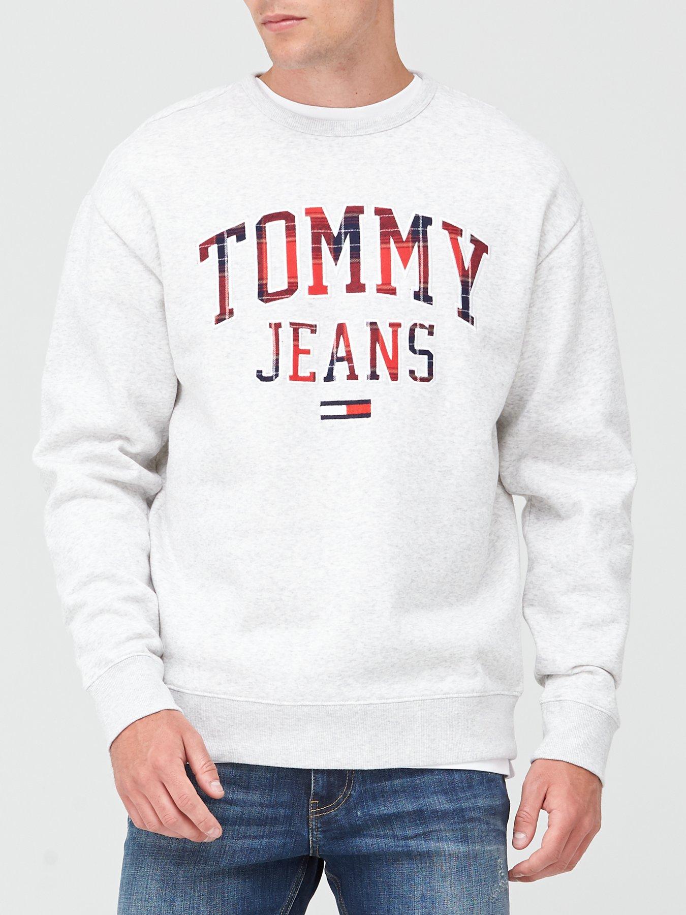 tommy jeans plaid logo sweatshirt