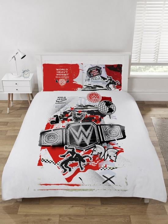 front image of wwe-world-heavyweight-champion-double-duvet-cover-set-multi