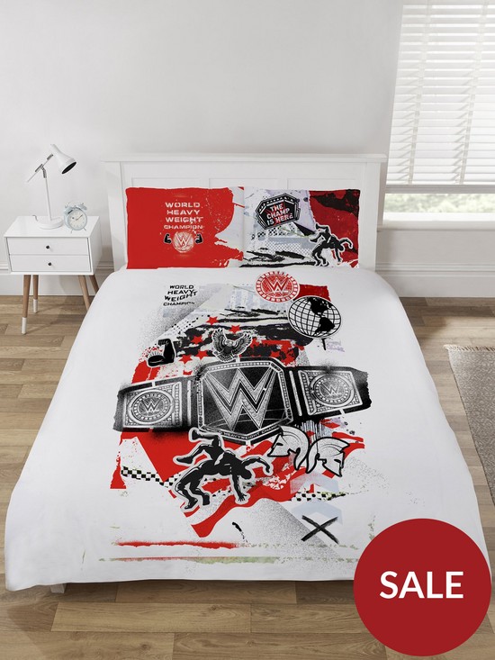front image of wwe-world-heavyweight-champion-double-duvet-cover-set