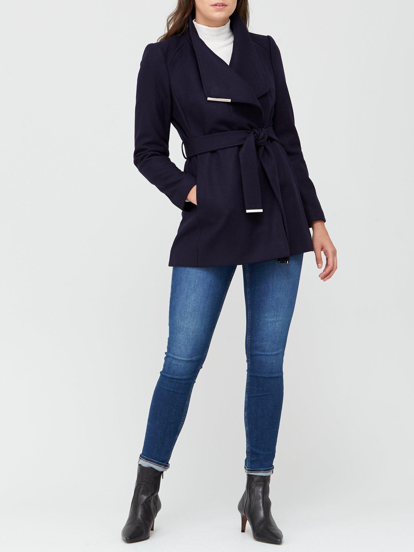 ted baker navy wrap coat