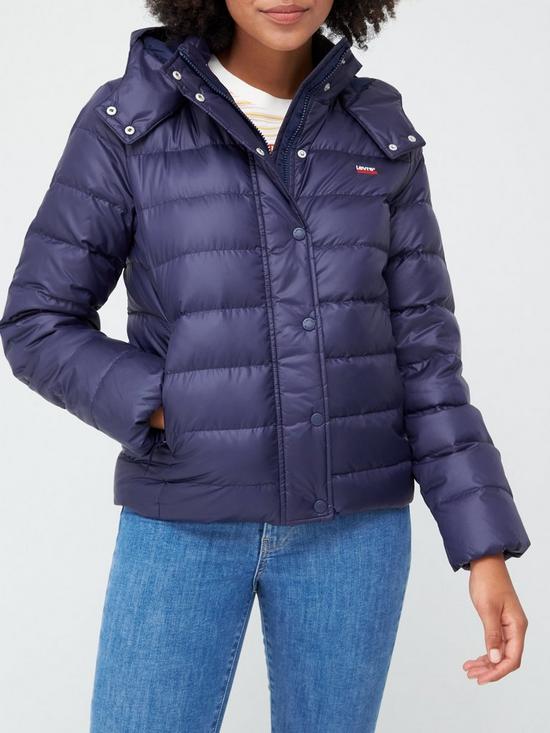 front image of levis-core-down-padded-coat-blue