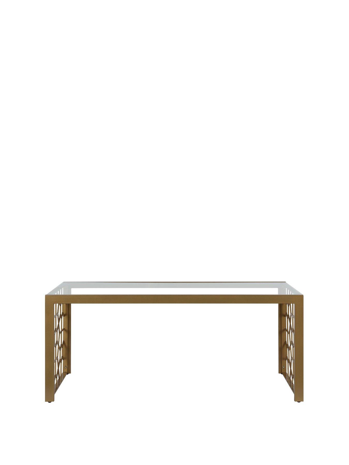 Cosmoliving By Cosmopolitan Juliette Glass Top Coffee Table Soft Brass Littlewoods Com