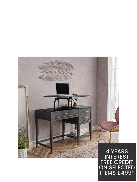 front image of cosmoliving-by-cosmopolitan-westerleigh-lift-desk-graphite-grey