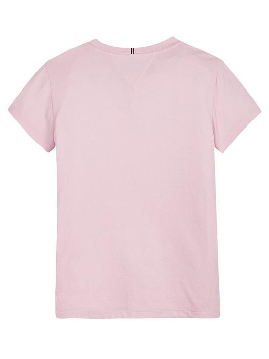 back image of tommy-hilfiger-girls-iridescent-logo-short-sleeve-t-shirt-pink