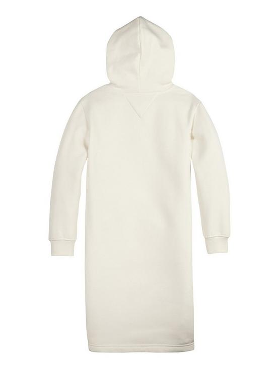 back image of tommy-hilfiger-girls-heritage-logo-hoodie-dress-ivory