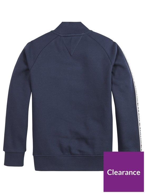 back image of tommy-hilfiger-boys-tape-funnel-neck-zip-through-navy