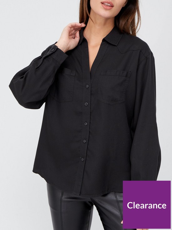 front image of v-by-very-valuenbspsoft-touch-casual-shirt-charcoal