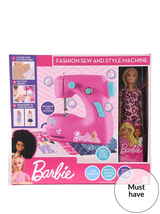 front image of barbie-sewing-machine-with-doll