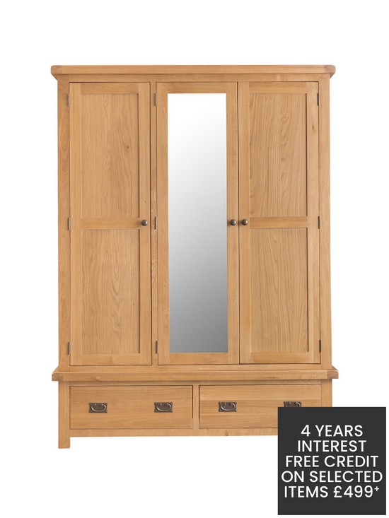 front image of k-interiors-alana-part-assembled-solid-woodnbsp3-door-2-drawernbspmirrored-wardrobe