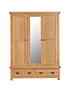  image of k-interiors-alana-part-assembled-solid-woodnbsp3-door-2-drawernbspmirrored-wardrobe